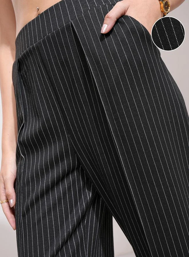Tokyo Talkies Tokyo Talkies Striped Straight Fit Pintuck Trousers