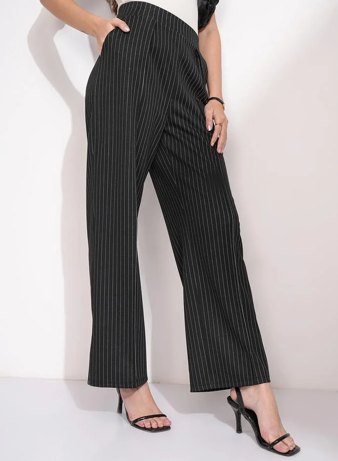 Tokyo Talkies Tokyo Talkies Striped Straight Fit Pintuck Trousers