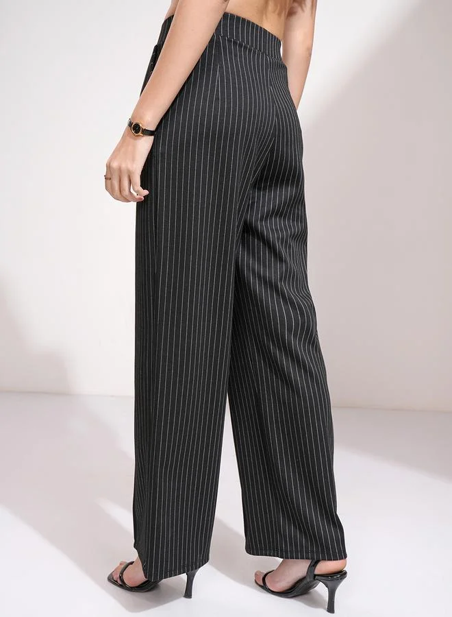 Tokyo Talkies Tokyo Talkies Striped Straight Fit Pintuck Trousers