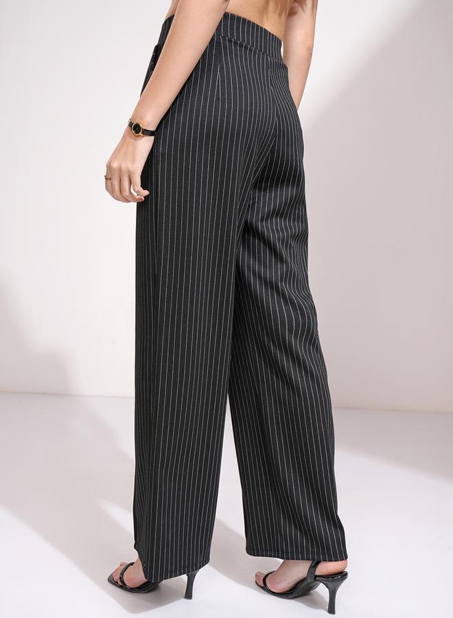 Tokyo Talkies Striped Straight Fit Pintuck Trousers - Image 3