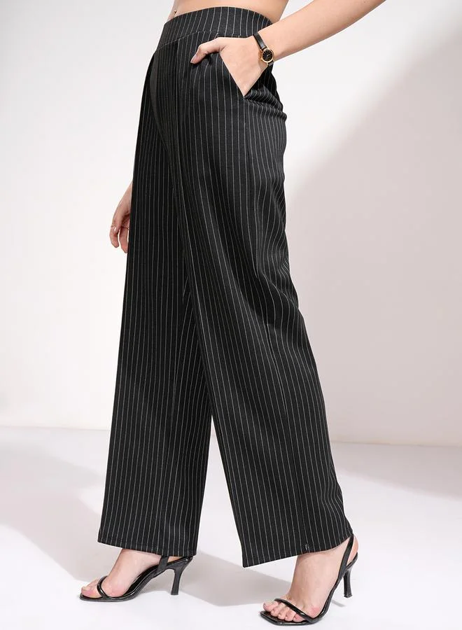 Tokyo Talkies Tokyo Talkies Striped Straight Fit Pintuck Trousers