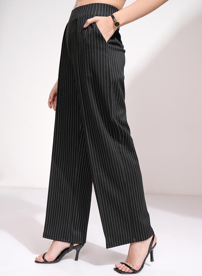 Tokyo Talkies Striped Straight Fit Pintuck Trousers - Image 4