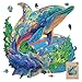 MYS Aurora Wooden Puzzles Dolphin Jigsaw Puzzles 900 Pieces Unique Shaped Wooden Puzzles for Adults and Kids Family Game 233x225 Inch - Image 2