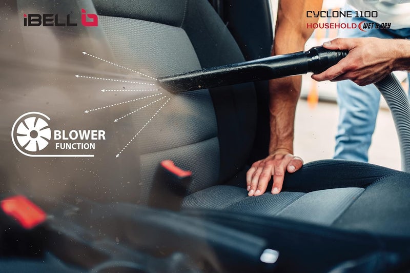 iBELL مكنسة كهربائية رطبة وجافة من IBELL طراز سايكلون 1100 بسعة 15 لتر وضغط 17 كيلو باسكال مع خزان من الفولاذ المقاوم للصدأ وفلتر HEPA - Image 5