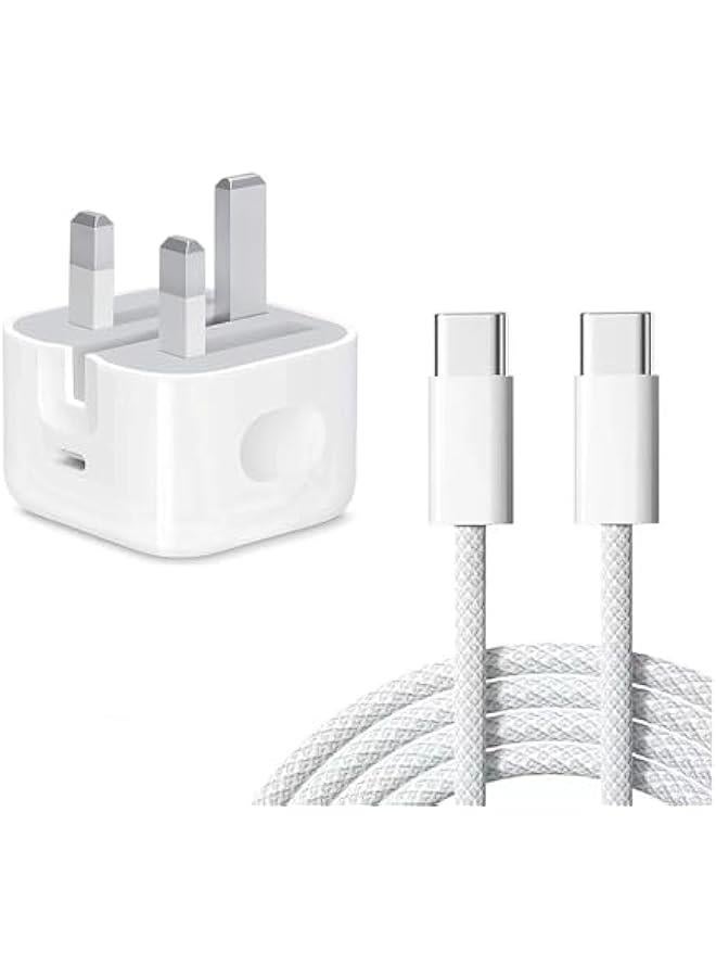 Concretization 20W Fast Charger for iPhone Charger Head,With 2m 6Ft Type C Cable for iPhone 15/15 Pro/15 Pro Max, iPad Pro, Air 5/4, 10th, Samsung Galaxy and Android Phone (2) White - Image 1