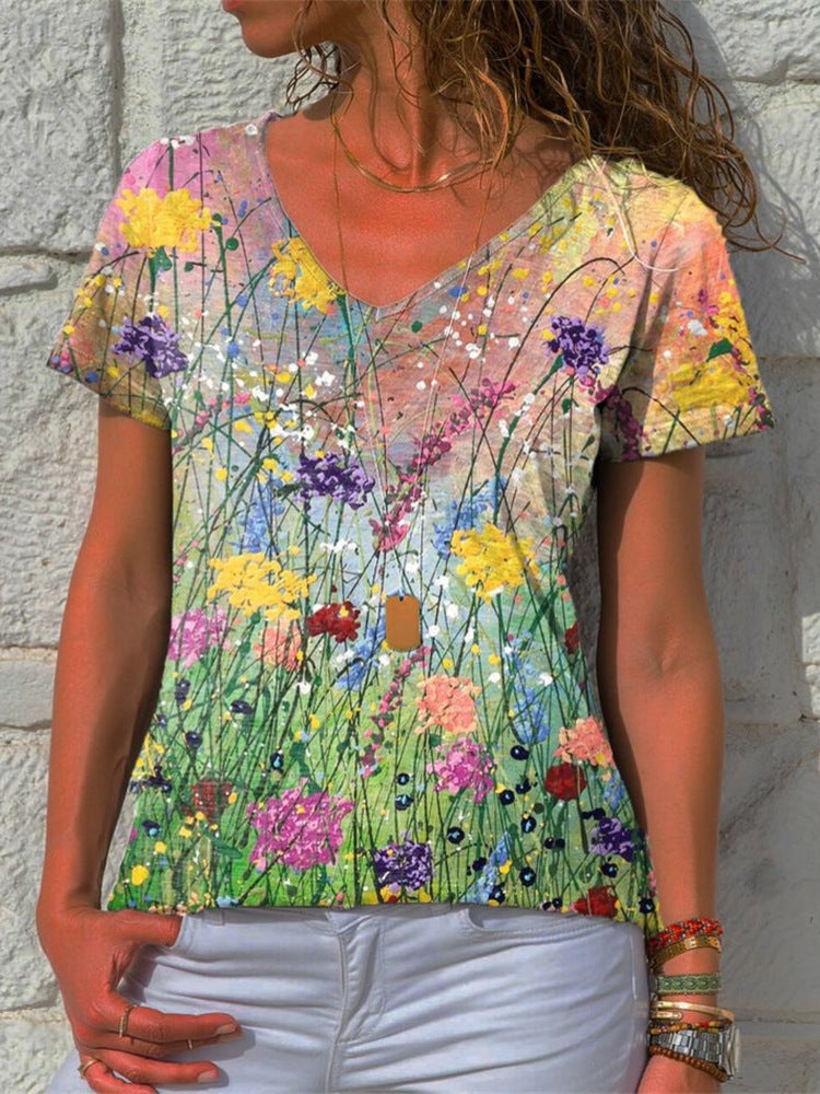 3D Printed Short-sleeved T-shirt Women's 2021 Summer Korean Style New Women's T-shirt - Image 1