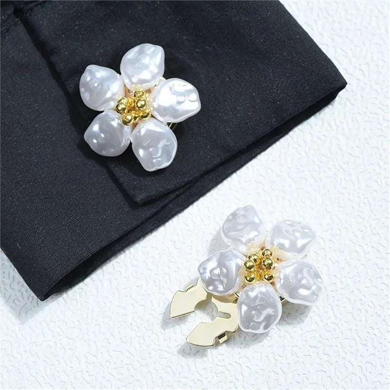 Button Covers 10 Pcs Rhinestone Pearl Flower Button Covers Alloy Golden Base Cover Handwoven DIY Accessories Shirt Box(Color F) - Image 3