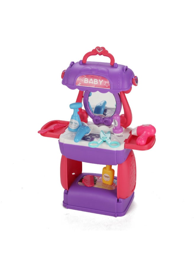 Children Play House Kitchen Cooking Toys Doctor Suit Little Girl Cosmetics Baby Dressing Table Suitcase-Color:Hair Crossbody Bag  - Image 2