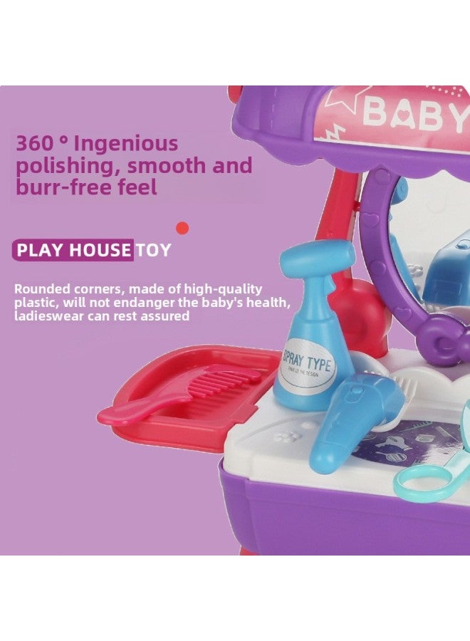 Children Play House Kitchen Cooking Toys Doctor Suit Little Girl Cosmetics Baby Dressing Table Suitcase-Color:Hair Crossbody Bag  - Image 4