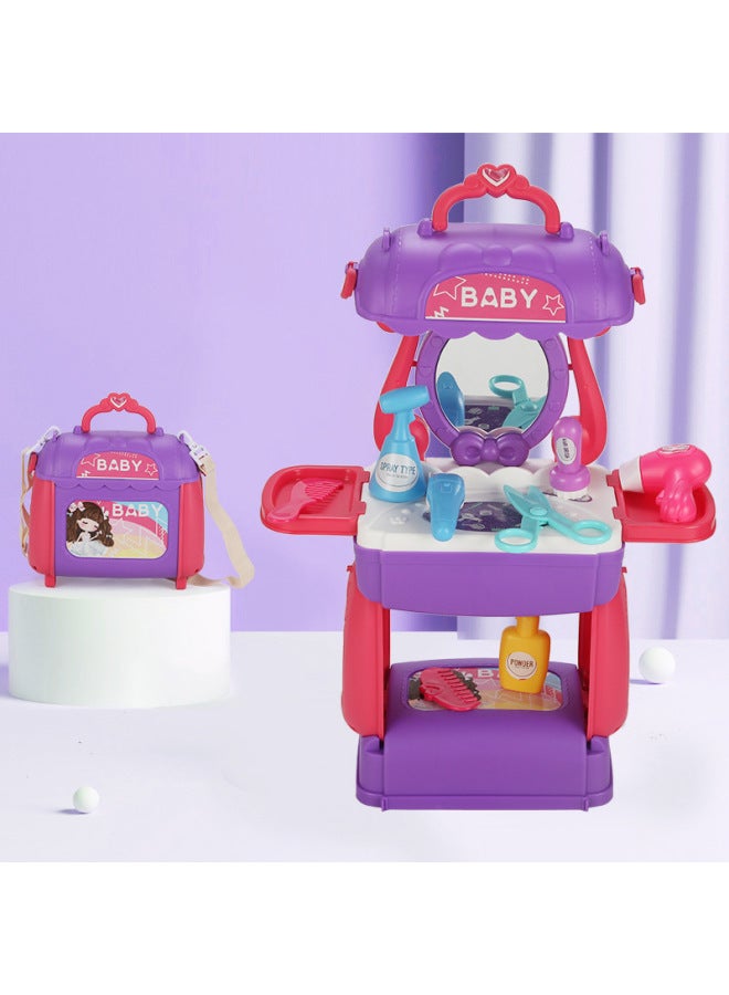 Children Play House Kitchen Cooking Toys Doctor Suit Little Girl Cosmetics Baby Dressing Table Suitcase-Color:Hair Crossbody Bag  - Image 1