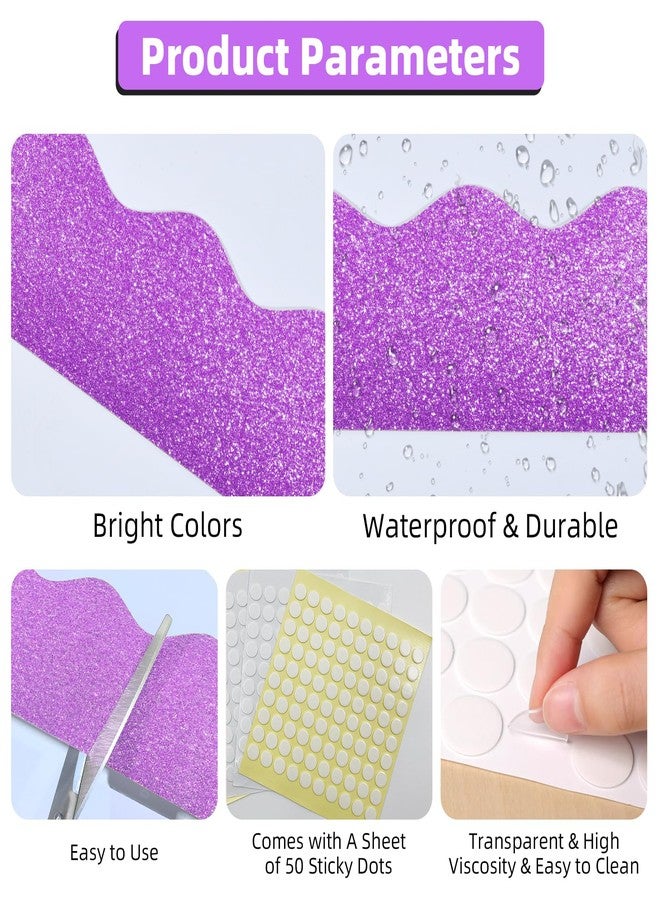 DASTTUIS 3 Rolls 98.4 Ft Glitter Bulletin Board Borders Set - Light Purple Bulletin Board Decorations for Classroom, Office，School Supplies & Home DIY - Perfect for Teachers, Posters & Birthday Party Decor - Image 5
