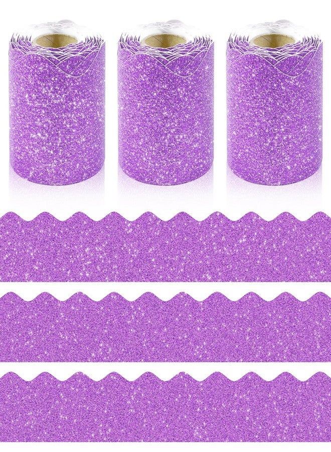 DASTTUIS 3 Rolls 98.4 Ft Glitter Bulletin Board Borders Set - Light Purple Bulletin Board Decorations for Classroom, Office，School Supplies & Home DIY - Perfect for Teachers, Posters & Birthday Party Decor - Image 1