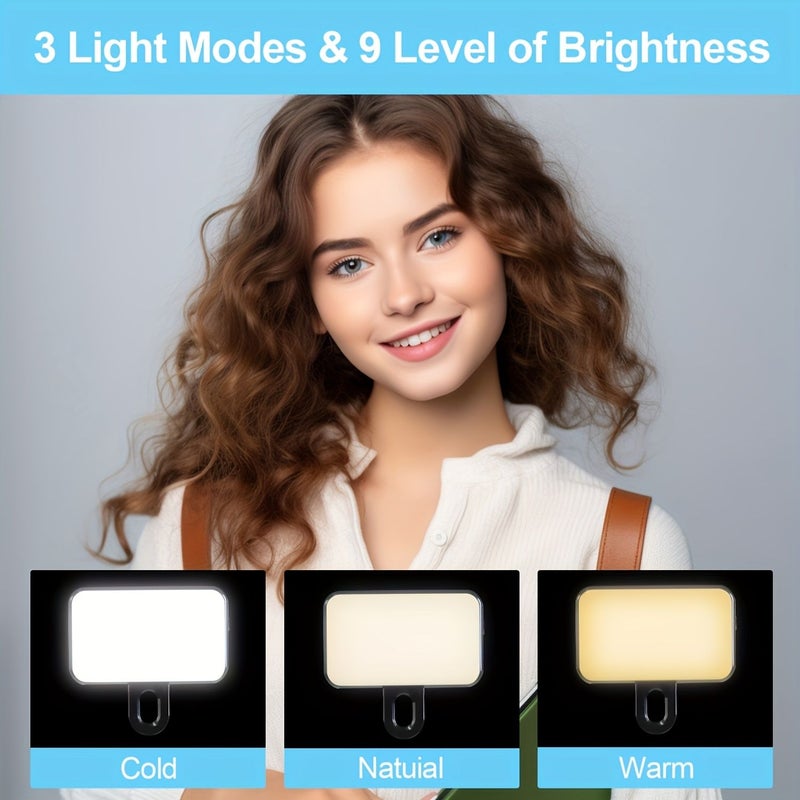 1 قطعة ضوء فلاحي أسود محمول قابض للشحن مع 3 أوضاع للهاتف والكمبيوتر والكاميرا - Image 5