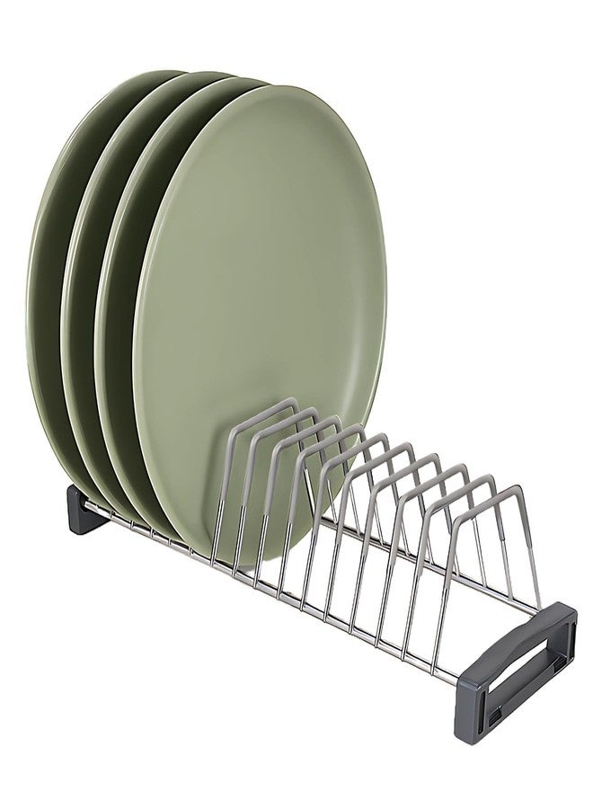 LEVON Stainless Steel Countertop Thali Rack|Dish Rack|Tiered Shelf| Plate Stand|Dish Stand|Lid Holder Utensil Rack for Kitchen-11 Sections|with Anti-Rust Nano Coating (14 Sections Saucer Insert) - Image 1