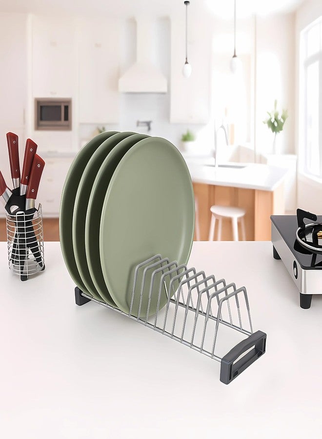LEVON Stainless Steel Countertop Thali Rack|Dish Rack|Tiered Shelf| Plate Stand|Dish Stand|Lid Holder Utensil Rack for Kitchen-11 Sections|with Anti-Rust Nano Coating (14 Sections Saucer Insert) - Image 4