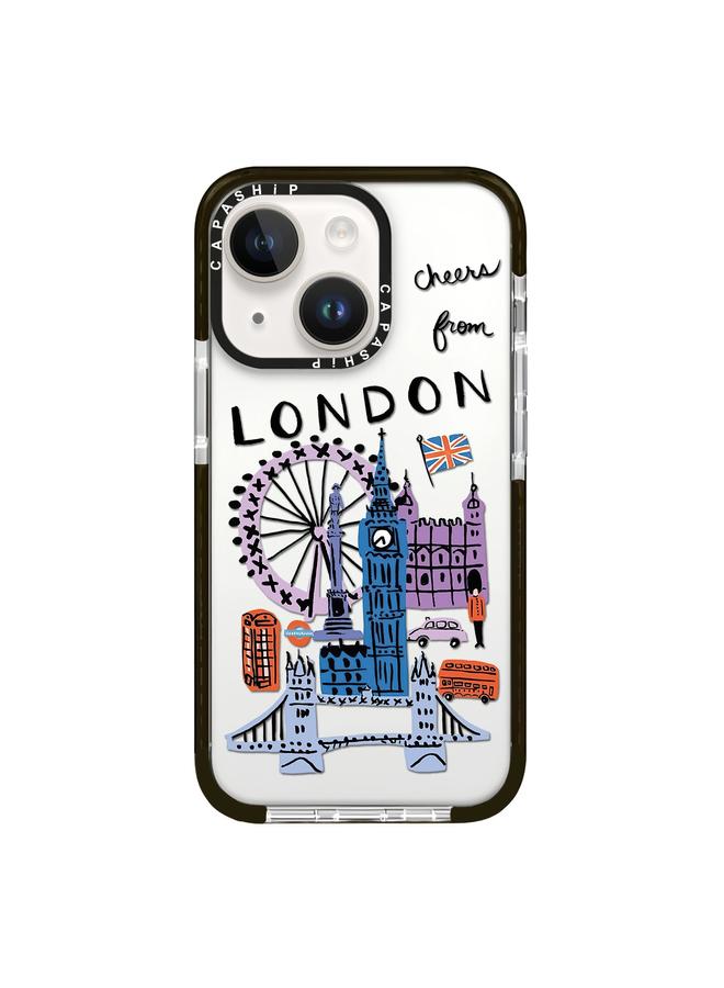 اس-توب جراب لهاتف iPhone 14 Plus بنمط توضيحي بسيط، جراب هاتف بتغطية كاملة - Image 1