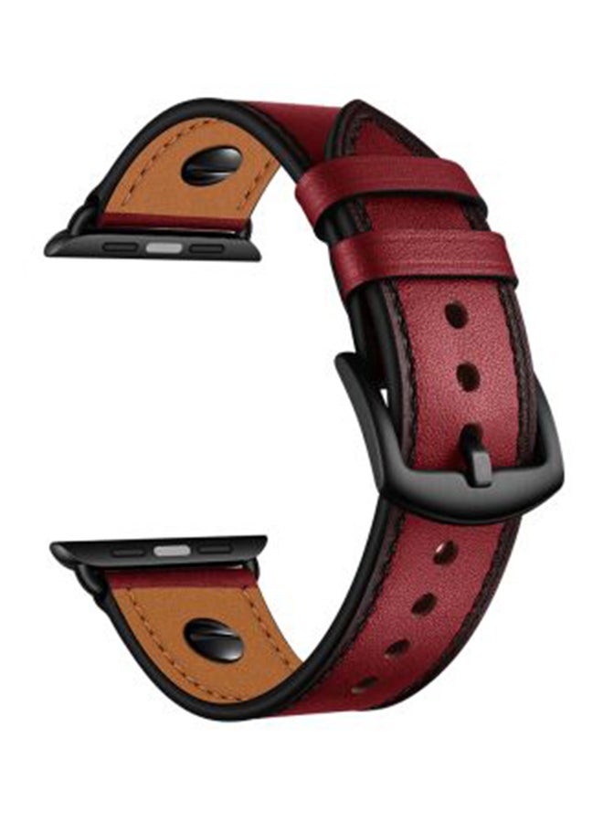 Perfii One Rivet Replacement Band For Apple Watch Series 5/4/3/2/1 40/38 mm Wine Red - Image 1