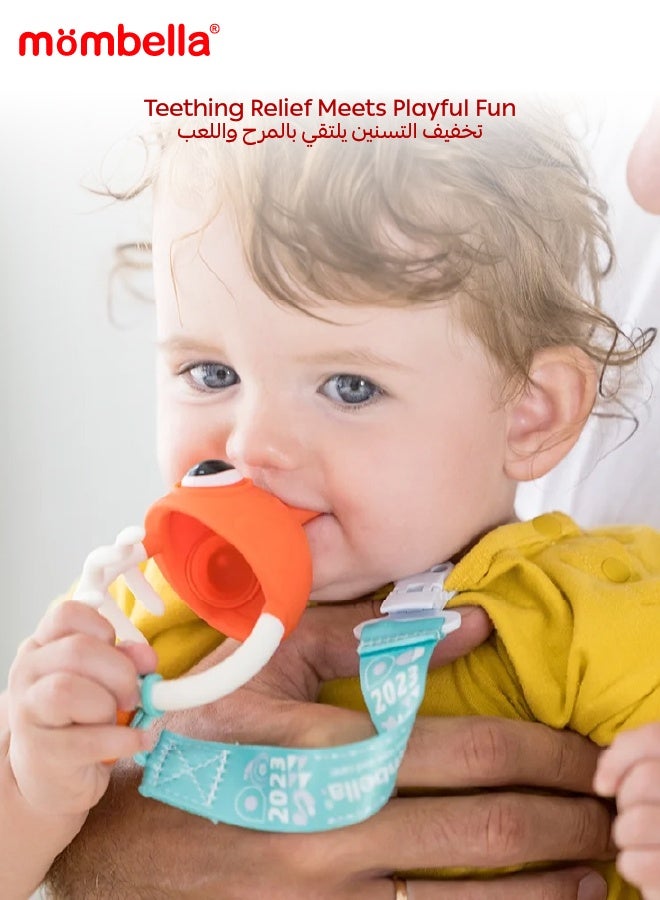 مومبيلا لعبة أسنان سمكة المهرج | خالية من مادة BPA | سيليكون ناعم للأطفال الرُضع | مهدئ لمرحلة الأسنان ولعبة تحفيز الحواس | ٣-٦ شهور | ٧.٤ × ٦.٥ × ٦.٤ سم - Image 2