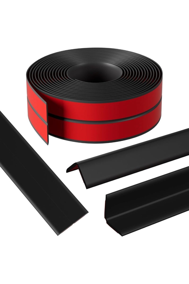 أسود - 4 سم × 3 م - قالب تشذيب زاوية داخلي/خارجي مرن لحماية زوايا الجدران - حافة ذاتية اللصق