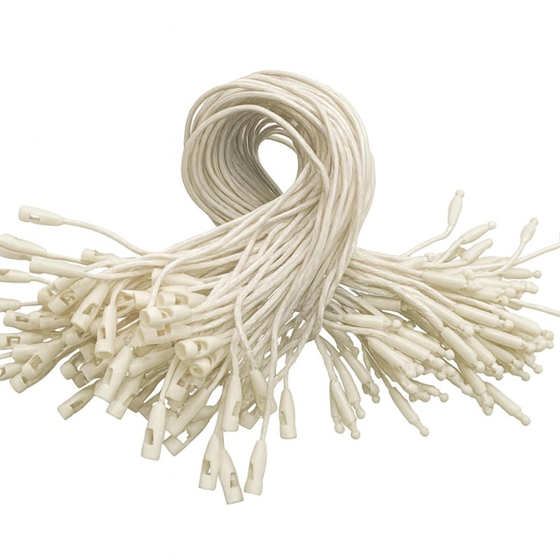 Aakriti Wax Hang Tag String Rope with Snap Lock Pin Loop Fastener Hook Ties for Clothes Gift Bags Price Tags Shoes Tag Rope for Belts Pocket Luggage Label Attachment (White Wax Tag, 200pcs) - Image 3