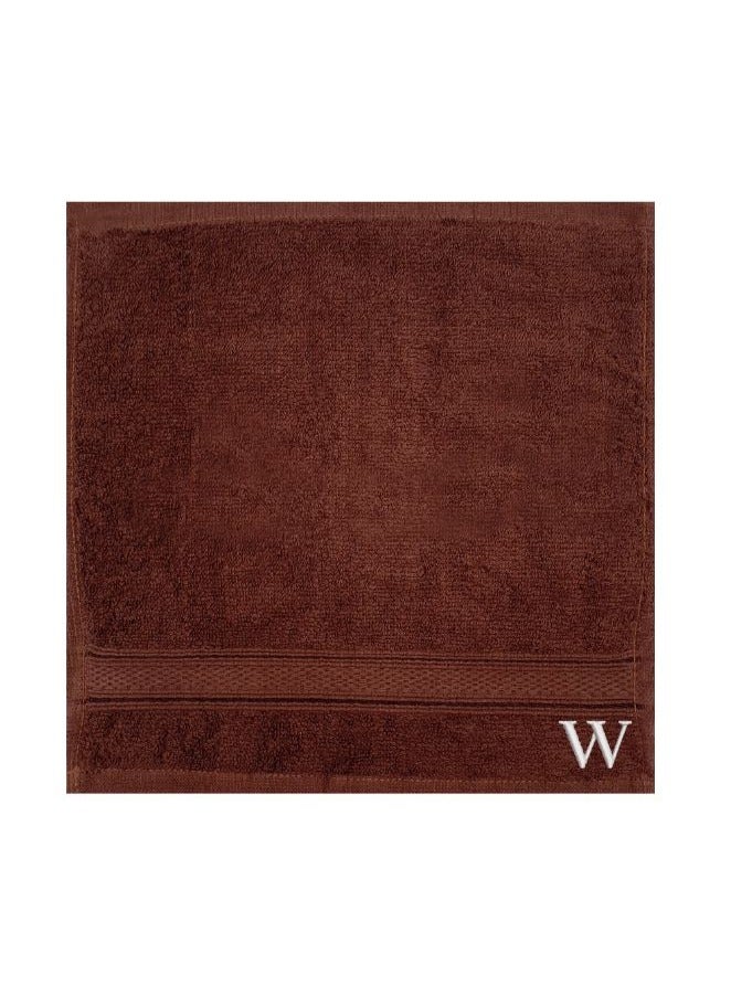 BYFT Daffodil (Brown) Monogrammed Face Towel (30x30Cm-Set of 6) Premium Cotton, Absorbent and Quick dry, High Quality Bath Linen-500Gsm(White Thread Letter "W")  - Image 2