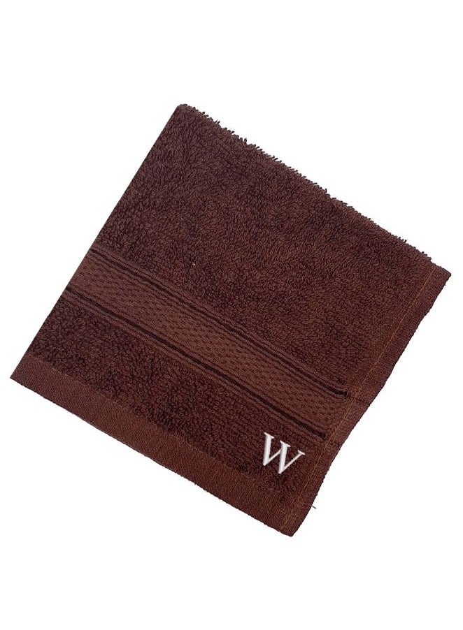 BYFT Daffodil (Brown) Monogrammed Face Towel (30x30Cm-Set of 6) Premium Cotton, Absorbent and Quick dry, High Quality Bath Linen-500Gsm(White Thread Letter "W")  - Image 3