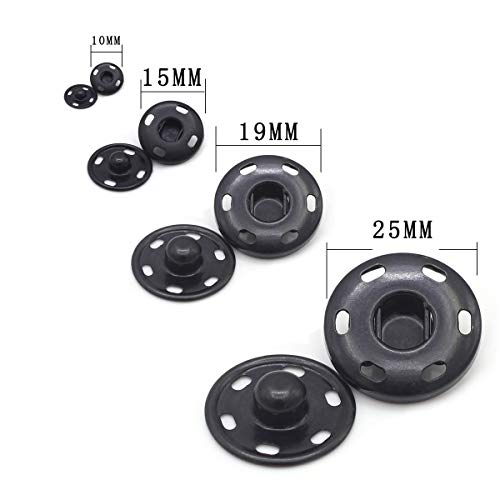 Enosea 55 Sets Sew-on Snap Buttons Metal Snap Fastener Durable Press Studs Buttons for Sewing Clothing, 4 Sizes (Black) - Image 2