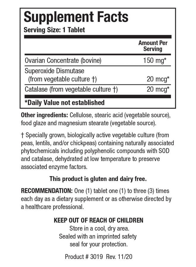 بيوتيكس ريسيرش Biotics Research Cytozyme O Raw Bovine Ovarian Tissue. يدعم صحة المرأة، SOD، Catalase، نشاط مضاد للأكسدة قوي، 60 قرصًا - Image 2