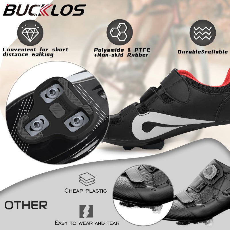 BUCKLOS KEO Cleats for Road Bike Cycling Shoes Compatible with Look KEO Pedals - Anti-Slip TPU Surface Float Cleats for Indoor Peloton & Outdoor Bicycle Training(0 Degree-Black) - Image 3