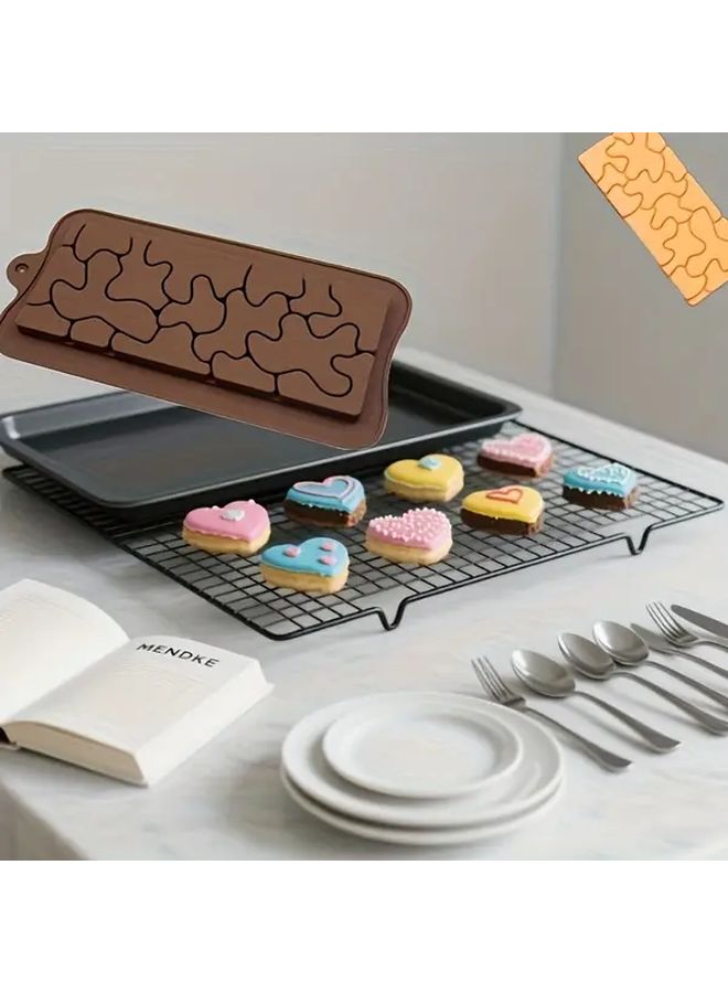 Brown Puzzle Silicone Baking Mold Heart Flower Design Food Grade Heat Resistant 428F DIY - Image 2