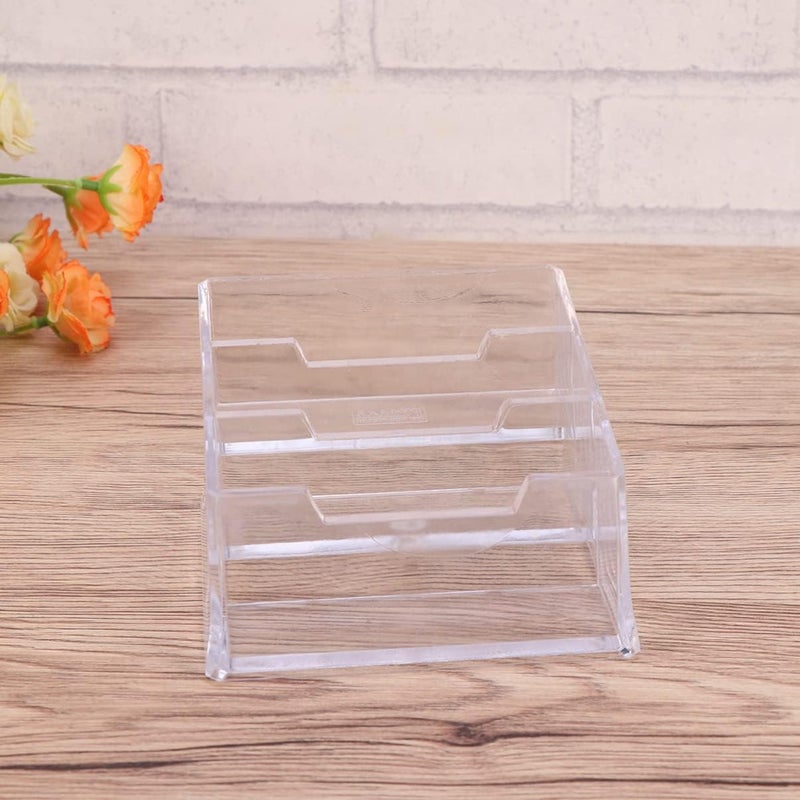 woobles 3pcs Desktop Desk Case Card Office with Storage Business Clear for Display Supplies Rack Stationery Organizer Slots Three Acrylic Tree-Tier School Holder Container Name Stand-Picture 1x3pcs mediumx3pcs - Image 3