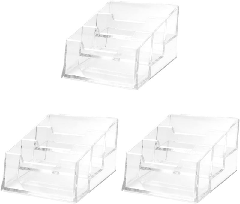 woobles 3pcs Desktop Desk Case Card Office with Storage Business Clear for Display Supplies Rack Stationery Organizer Slots Three Acrylic Tree-Tier School Holder Container Name Stand-Picture 1x3pcs mediumx3pcs - Image 1