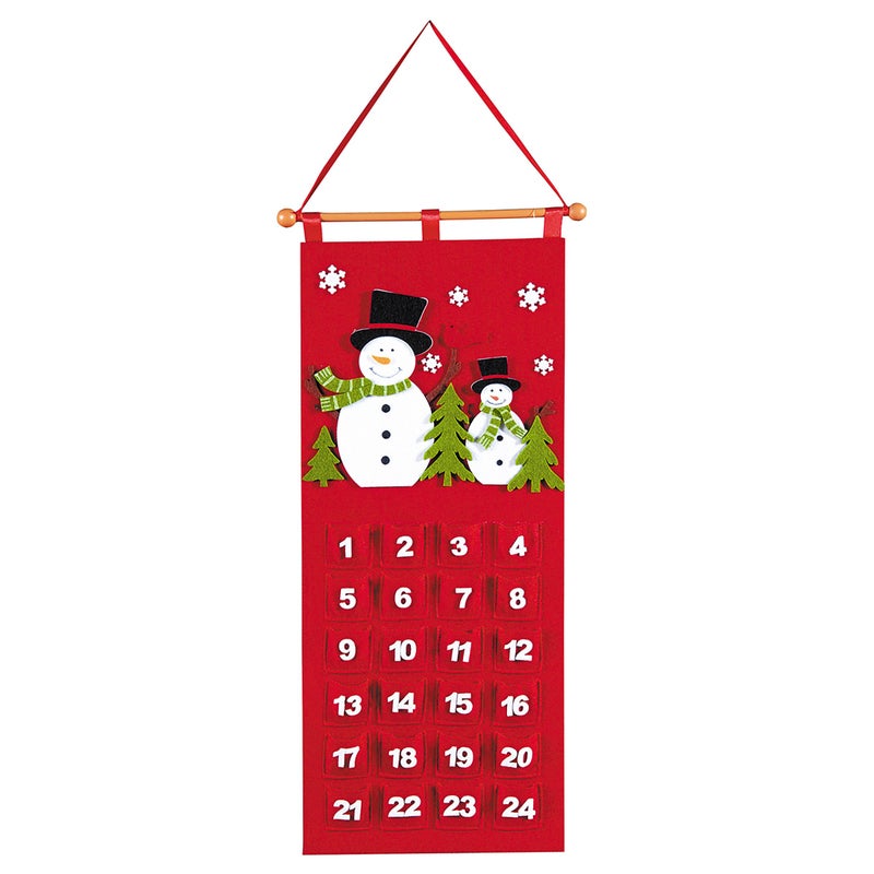 CF Home Snowmen with Pockets Scarf Trees Christmas Xmas Holiday Seasonal Handcrafted Advent Countdown Calendar Red