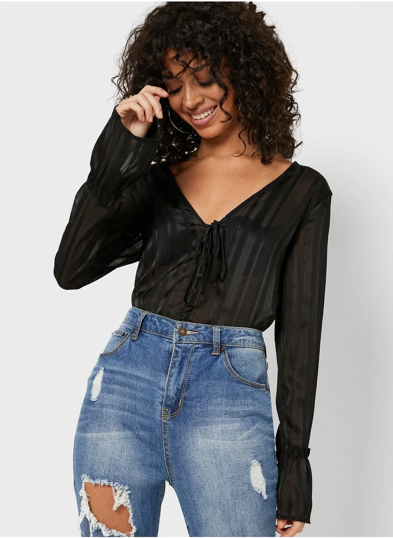 FOREVER 21 Sheer Striped Shirt