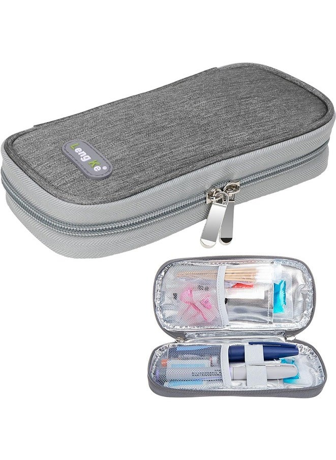 Leng Ke Portable Insulin Cooler Travel Case Diabetic Cooler Bag Insulin Cooling Bag Insulated Organizer for Insulin Pen and Insulin Medicine Diabetic Supplies (Grey )  - Image 1
