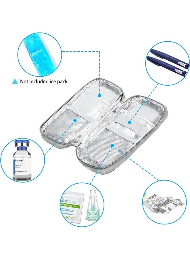 Leng Ke Portable Insulin Cooler Travel Case Diabetic Cooler Bag Insulin Cooling Bag Insulated Organizer for Insulin Pen and Insulin Medicine Diabetic Supplies (Grey )  - Image 3
