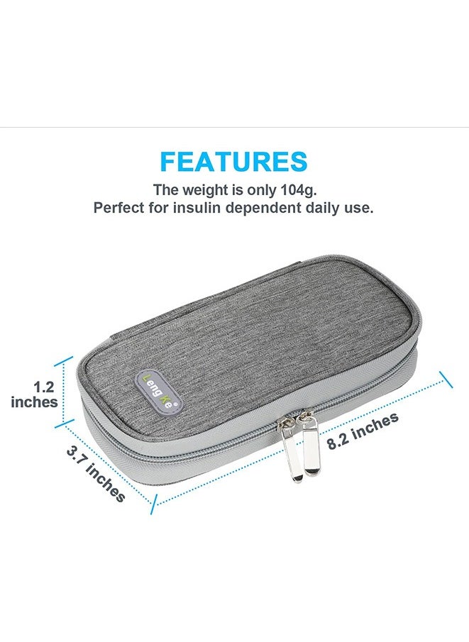 Leng Ke Portable Insulin Cooler Travel Case Diabetic Cooler Bag Insulin Cooling Bag Insulated Organizer for Insulin Pen and Insulin Medicine Diabetic Supplies (Grey )  - Image 4
