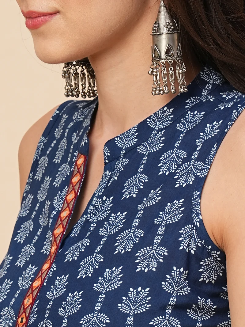 globus Women Ethnic Motifs Printed A Line Kurta & Trouser Set