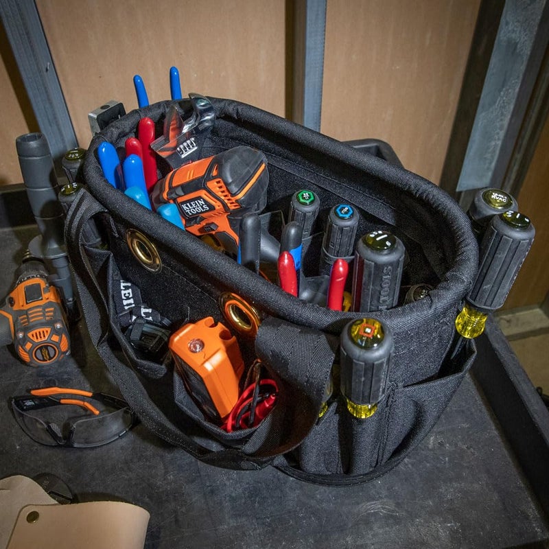 Klein Tools 5144BHB14OS Hard-Body Bucket, Aerial Oval Tool Bucket with Drain Holes, 29 Pockets - Image 4