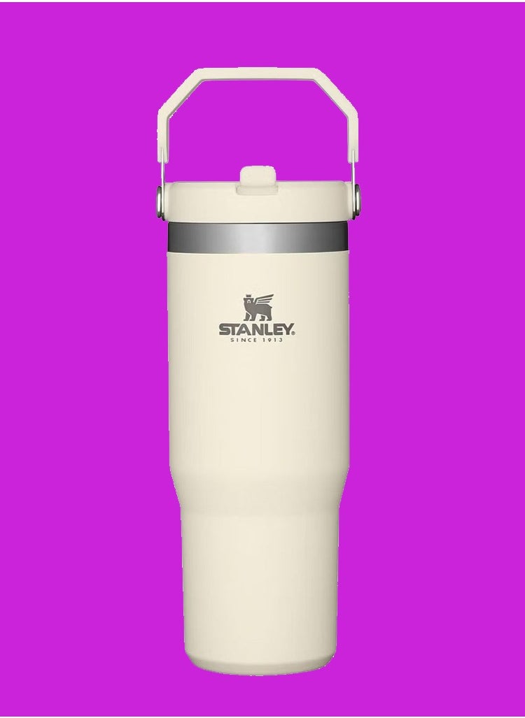 Stanley IceFlow 30oz Stainless Steel Tumbler with Leak-Resistant Flip Straw – Vacuum Insulated Water Bottle for Home, Office, or Car – Reusable Travel Cup with Easy-Carry Handle – Keeps Drinks Cold for 12 Hours or Iced for 2 Days – BPA-Free & Durable – Cream  - Image 1