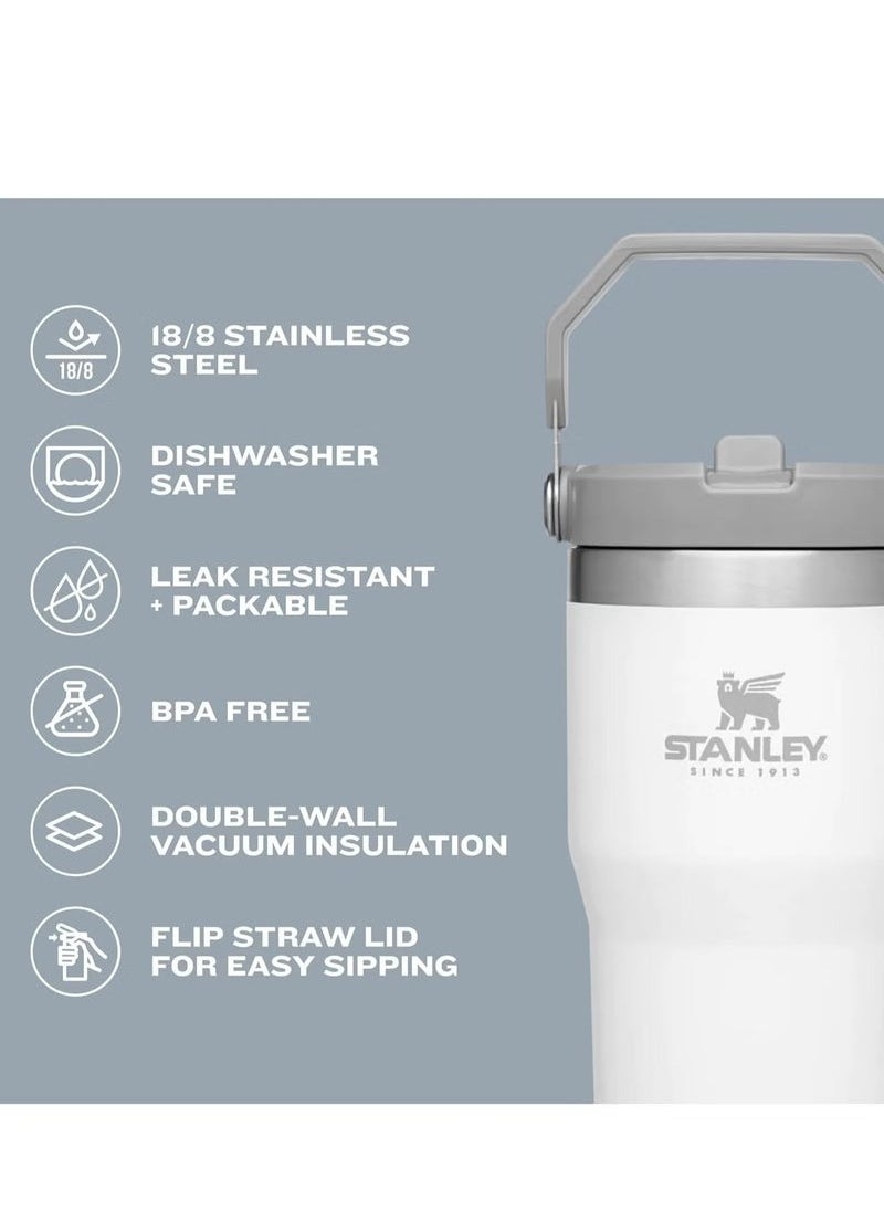 Stanley IceFlow 30oz Stainless Steel Tumbler with Leak-Resistant Flip Straw – Vacuum Insulated Water Bottle for Home, Office, or Car – Reusable Travel Cup with Easy-Carry Handle – Keeps Drinks Cold for 12 Hours or Iced for 2 Days – BPA-Free & Durable – Cream  - Image 4