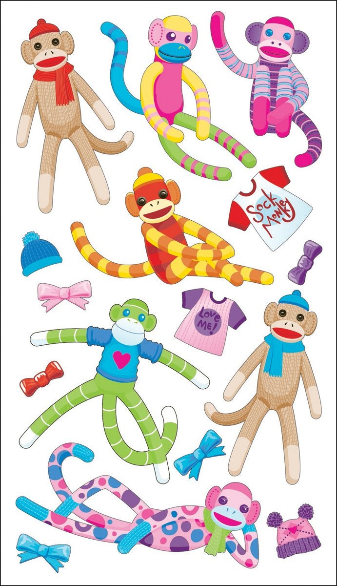 EK Success Sticko Stickers-Sock Monkeys - Image 3