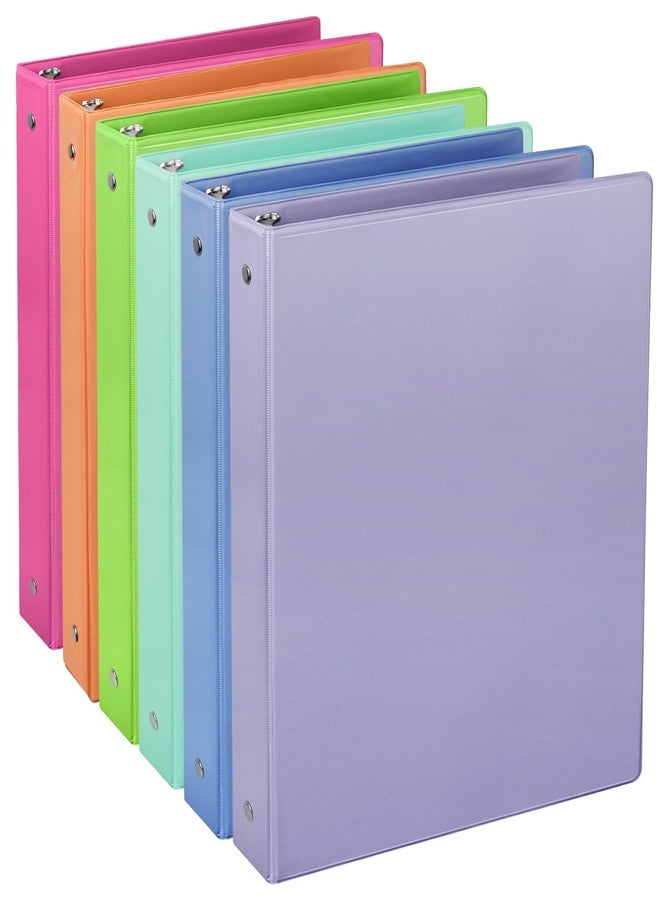 CIXILDTS 1-Inch Round Ring Binders, Standard 3 Ring Binder Fit Letter Size Paper, Presentation View Binders, 6 Packs, Assorted - Image 1