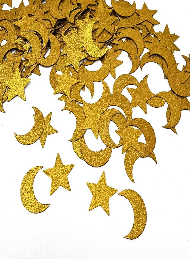 ZOOYOO Glitter Gold Star Moon Confetti for Ramadan Decor Wedding Baby Shower Party Supplies Double Sided Shiny Table Scatter 1.2 Inch 200pcs - Image 2