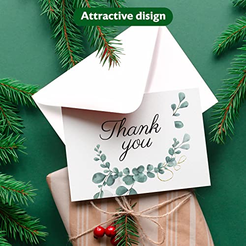 Rousrie ( Pack of 12 Blank Attractive Leaf Design Thank You Cards And Envelopes (DESIGN 1) - Image 5