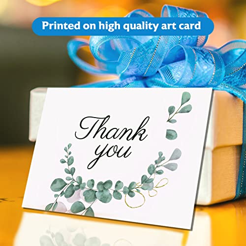 Rousrie ( Pack of 12 Blank Attractive Leaf Design Thank You Cards And Envelopes (DESIGN 1) - Image 4