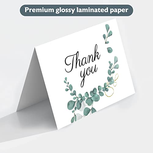 Rousrie ( Pack of 12 Blank Attractive Leaf Design Thank You Cards And Envelopes (DESIGN 1) - Image 3