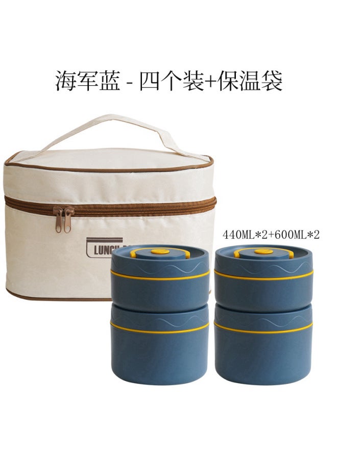304 Stainless Steel Insulated Lunch Box Sealed Office Worker Student Portable Lunch Box Round Multi-layer Microwave Lunch Box