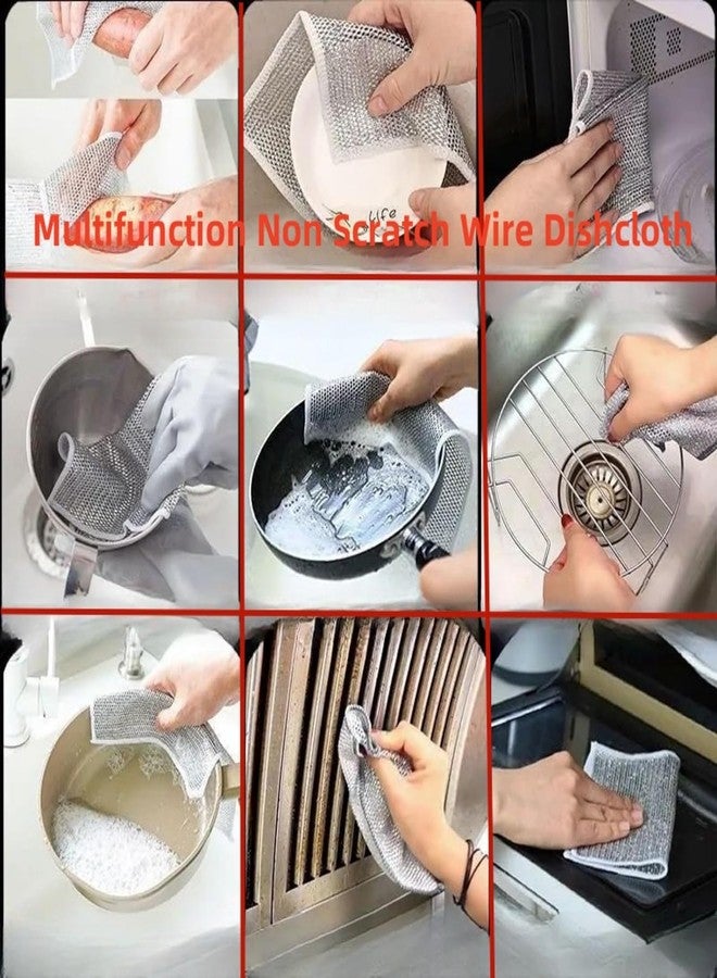 Spefez Polyester, Nylon Alloy Steel Non-Scratch Wire Dishcloth & Gaps Cleaning Brush, Multipurpose Wire Dishwashing Rags For Wet And Dry, Wire Cleaning Cloth For, Sinks, Pots, Pans (10)(10 Pack) - Image 5