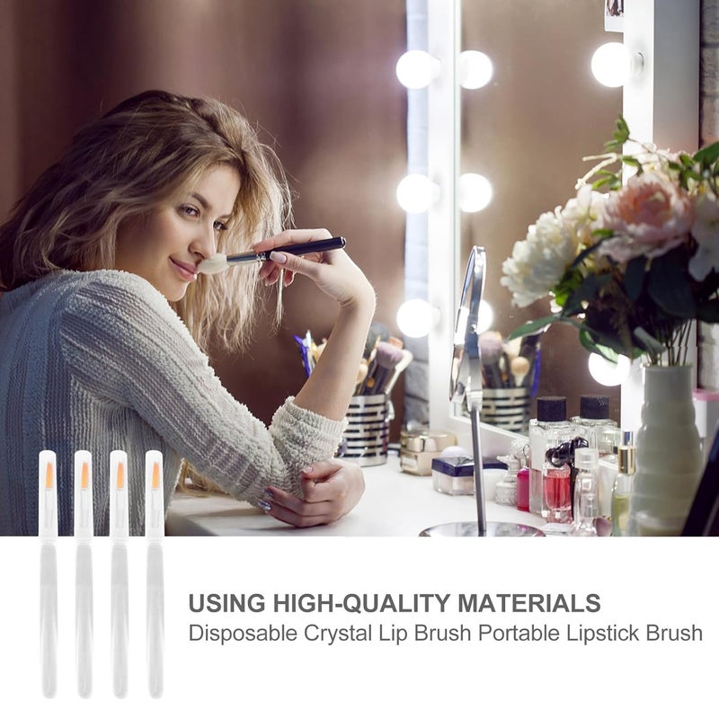 VICASKY 20pcs Crystal Rod Lip Brushes with Cap Portable Small Disposable Makeup Applicator Tools for Lipstick and Gloss Application - Image 4
